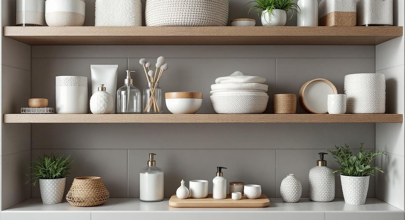 how to decorate bathroom shelves